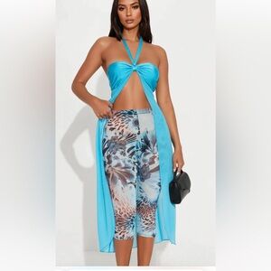 Fashion Nova Blue Halter Top